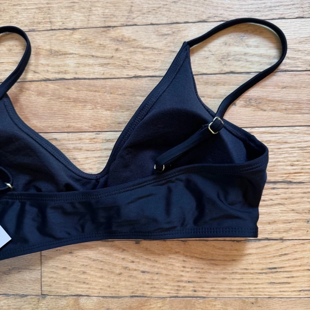 Wild Fable Womens Scoop Front Bikini Top Black Adjustable Straps M 8-10 New
